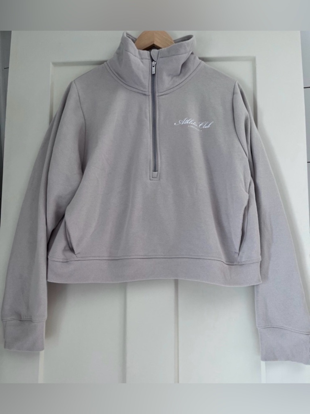 Beige Half-Zip Fleece Lined Pullover NWOT “athletic club”